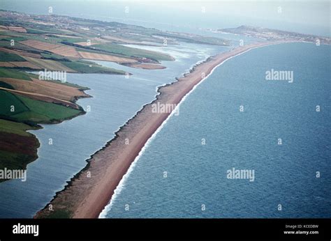 Chesil Beach, Dorset. The shingle barrier beach is a natural formation ...