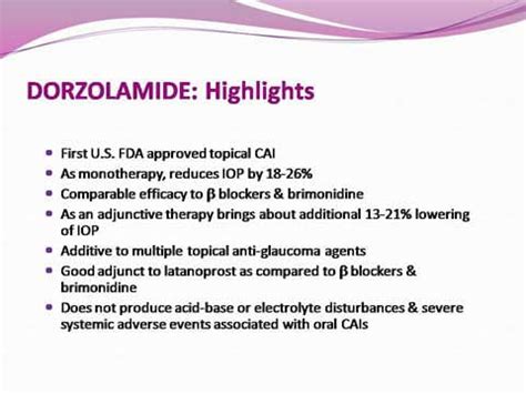 Dorzolamide: Retinal Indications