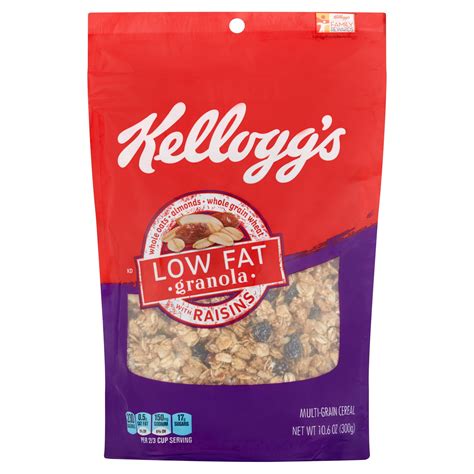 Kellogg's Low Fat Granola with Raisins Cereal, 10.6 Oz Pouch - Walmart.com