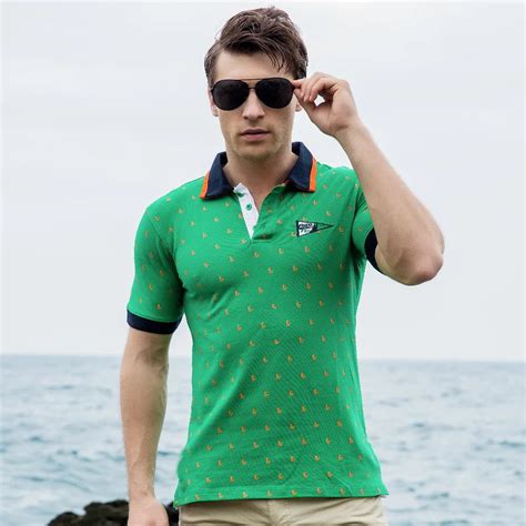 New Brand Polo Mens Printed POLO Shirts 100% Cotton Short Sleeve Camisas Polo Casual Stand ...