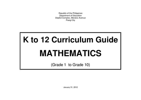 Mathematic K to 12 curriculum guide by Jobette Escobanas - Issuu