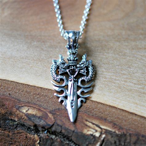 Dragon necklace sterling silver double dragon pendant