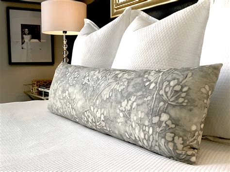 Gray Floral Lumbar Pillow Cover Extra Long Lumbar Pillow | Etsy