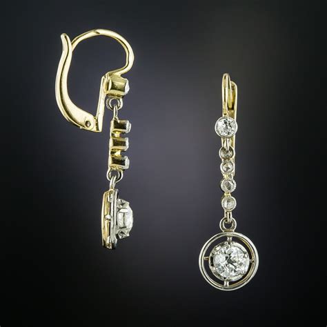 Antique Diamond Drop Earrings, Circa 1900 - Antique & Vintage Earrings - Vintage Jewelry