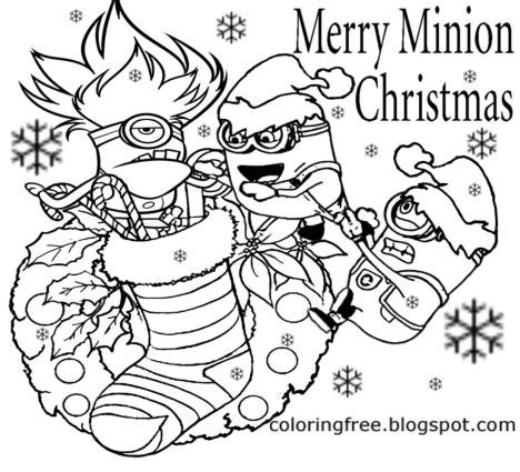 Minions Christmas Coloring Pages - Part 1