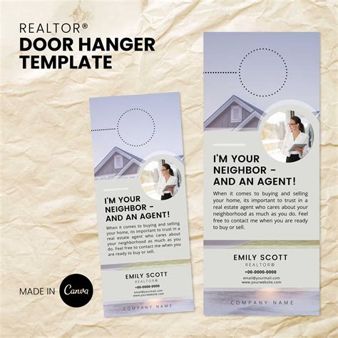 Door Hanger Template for Real Estate, Canva Realtor Marketing Template - Etsy