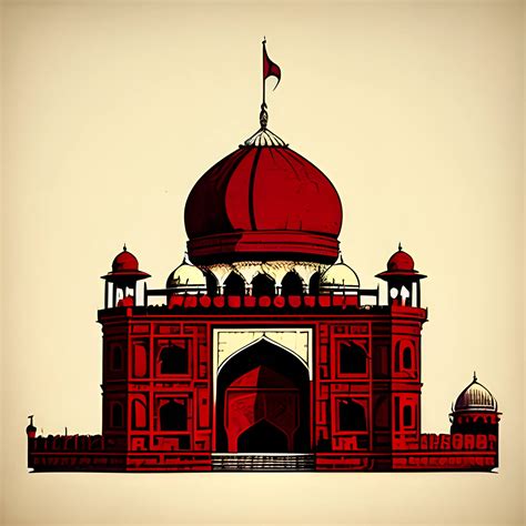 Delhi slogan, Redfort OF Delhi and other buildings vintage, vect... - Arthub.ai