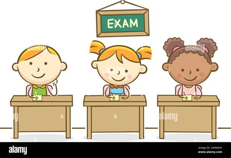 Doodle kid illustration: Students writing test in class Stock Vector Image & Art - Alamy