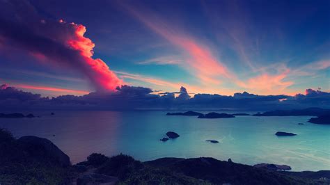 sky, Nature, Landscape, Clouds, Coast, Sea, Sunset, Island, Calm Wallpapers HD / Desktop and ...