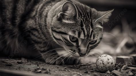 Black And White Photo Of A Cat Looking At Eggs Background, Cat, Stray Cat, Rust Pattern ...