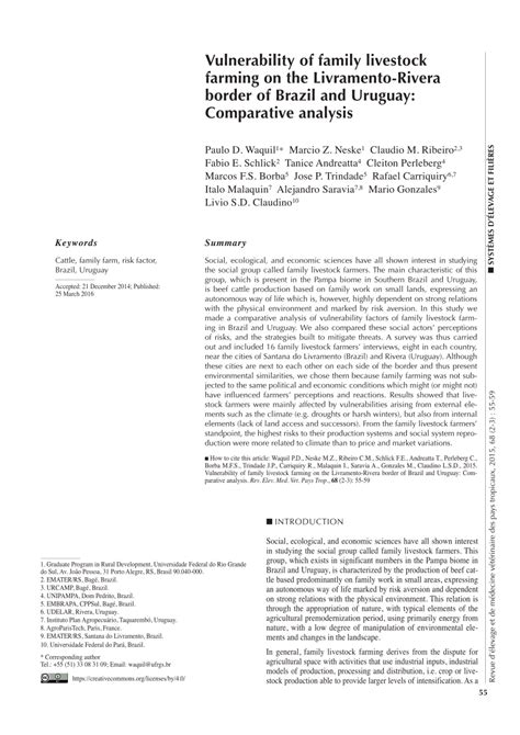 (PDF) Vulnerability of family livestock farming on the Livramento-Rivera border of Brazil and ...