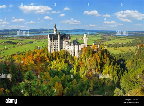 Neuschwanstein Castle with Forggensee and Bannwaldsee, Germany, Bavaria, Allgaeu Stock Photo - Alamy