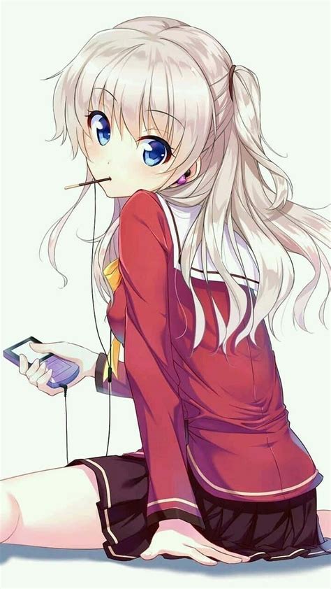 Download Charlotte Anime Nao Eating Chocolate Wallpaper | Wallpapers.com