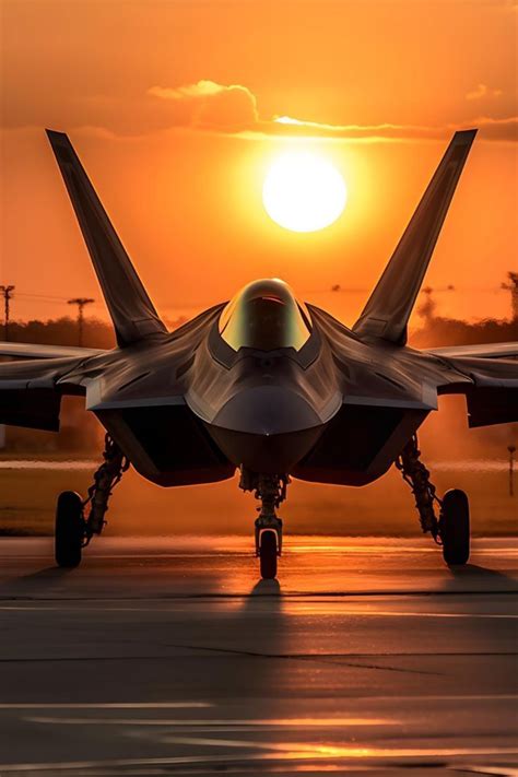F-22 at Sunset. Jet Fighter Pilot, Air Fighter, Fighter Jets, Fighter Planes Art, Airplane ...
