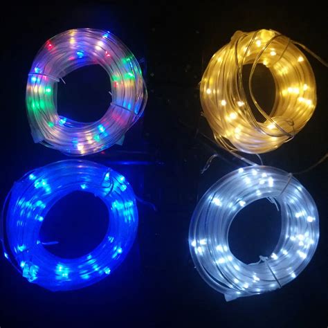 12M 100leds Solar LED String Lights Outdoor 4 Colors Rope Tube Led ...