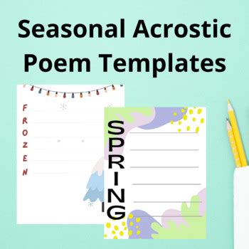 Seasons Acrostic poem templates printable winter spring summer fall