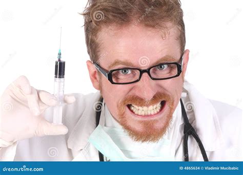 Doctor with injection stock photo. Image of face, angry - 4865634