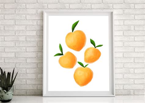 Printable Peach Wall Art, Printable Peach Art, Digital Peach Artwork ...