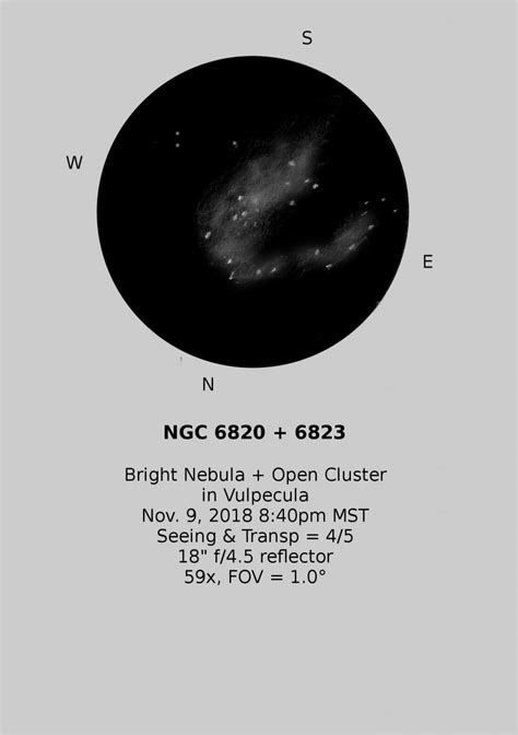 NGC 6820 + 6823 Nebula and Open Cluster in Vulpecula - Sketching - Cloudy Nights