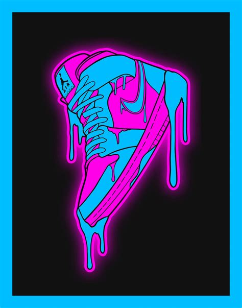 Nike Air Jordan 1 Drippy Poster Art Blue & Pink | Etsy