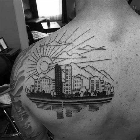 20 Denver Skyline Tattoo Designs für Männer – Colorado Ink Ideen - Mann ...