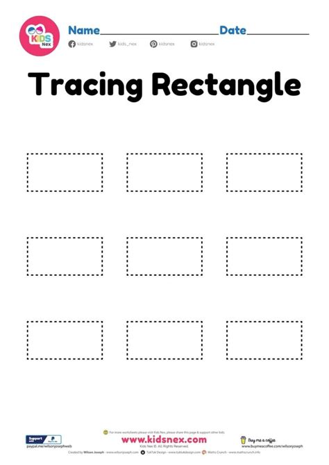 Tracing rectangle worksheet for kindergarten and preschool | Wilson Joseph Shape Worksheets For ...