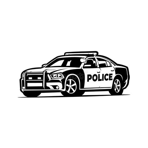 Police Car Silhouette Black and White Vector Art Isolated Stock Vector ...