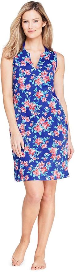 Lands' End Women's Cotton Jersey Sleeveless Tunic Dress Swim Cover-up Print: Amazon.ca: Clothing ...