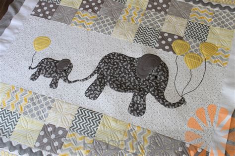 Piece N Quilt: Baby Elephant Quilt - Custom Machine Quilting by Natalia Bonner