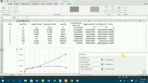 Stress Strain curve in Excel - YouTube