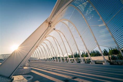 Buildings and Architecture at the Athens Olympic Stadium at Dusk ...