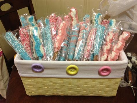 Chocolate Covered Pretzels for Twin Baby Shower Boy/Girl Twin Baby Shower Favor, Twin Shower ...