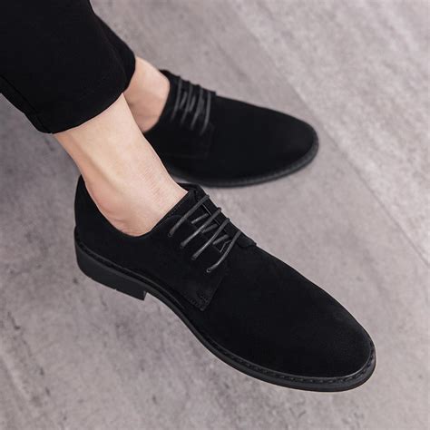 Black Suede Mens Business Prom Oxfords Flats Dress Shoes ...