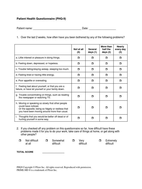 Phq 9 Printable Form - Printable Word Searches