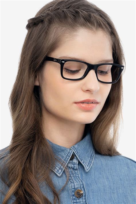 Ray-Ban RB5228 - Rectangle Black Frame Eyeglasses | Eyebuydirect