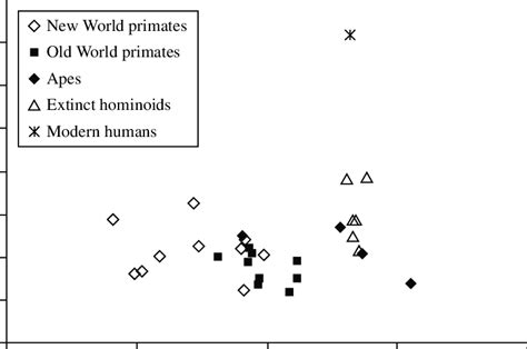 2 Encephalization quotient (EQ) plotted against log body weight for... | Download Scientific Diagram