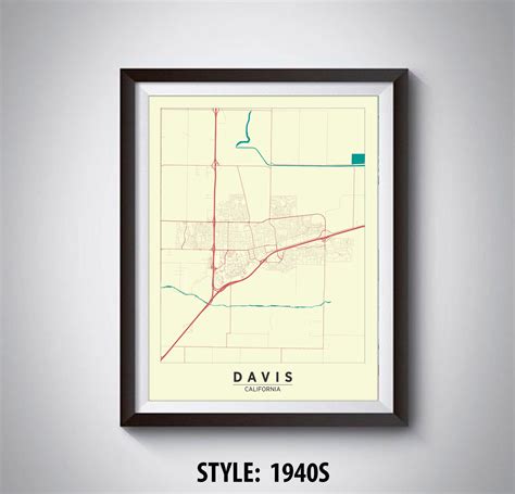 Map of Davis CA Davis Map Davis Poster Office Décor | Etsy