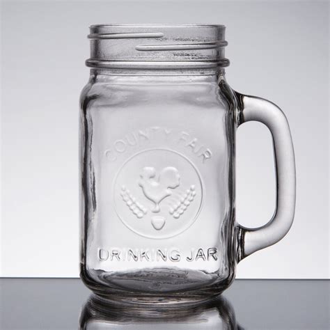 Core 16 oz. County Fair Mason Jar / Drinking Jar with Handle - 12/Case