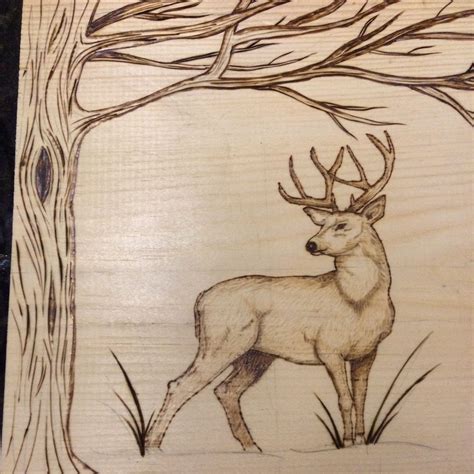 Almost done! #Pyrography #deer tree #buck #woodburning | Wood burning stencils, Wood burning art ...