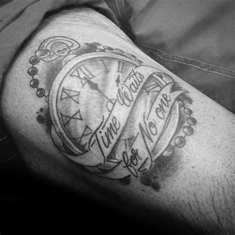 40 Time Waits For No Man Tattoo Designs For Men – Quote Ink Ideas ...