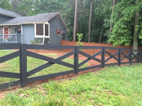 Crossbuck wood fence painted black | Wood fence, Backyard fences, Easy ...