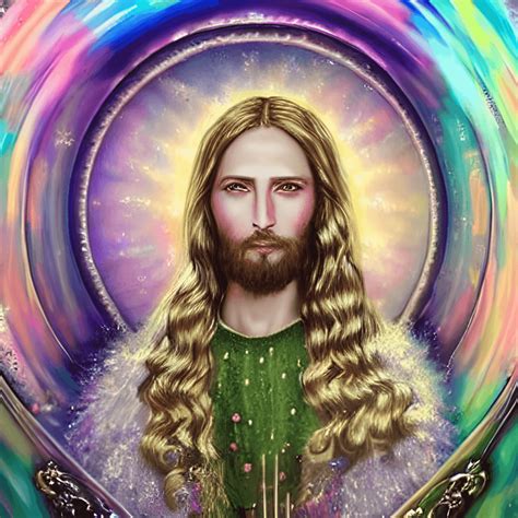 Realistic Fantasy Rainbow Background with Jesus Christ · Creative Fabrica