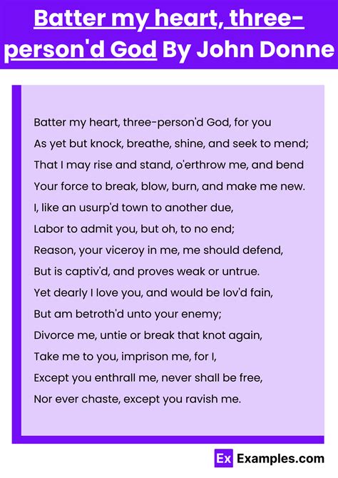 Batter my heart, three-person'd God Poem by John Donne, Download Pdf