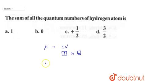 The sum of all the quantum number of hydrogen atomm is - YouTube