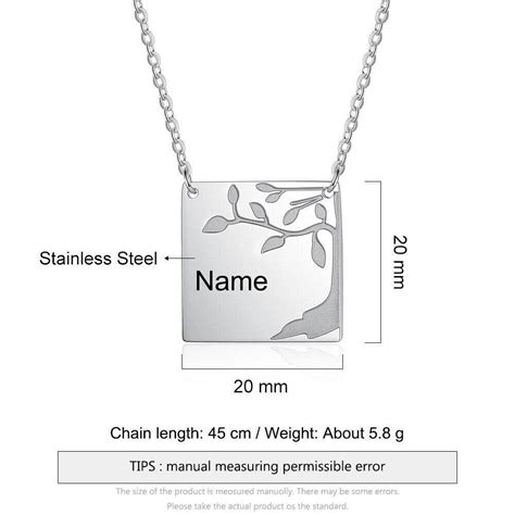 Square Tree Custom Name Necklace from Black Diamonds New York