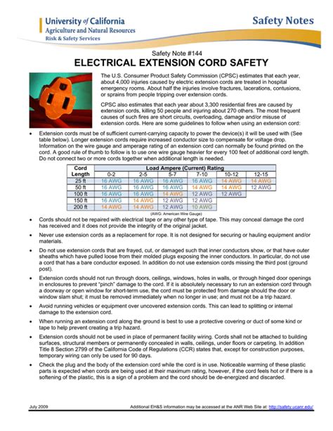 Electrical Extension Cord Safety