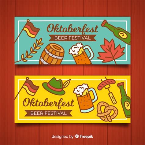 Free Vector | Oktoberfest banners with elements