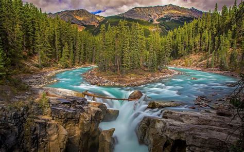 Waterfall In Canada Sunwapta Falls Jasper National Park Alberta Images For Wallpaper Nature ...