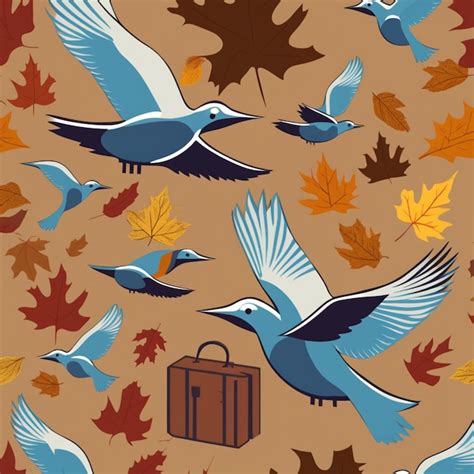 Premium AI Image | Season of Flight Colorful Bird Migration in Autumn