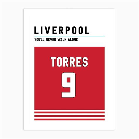 Fernando Torres Liverpool Jersey Art Print by Scandinavian Design - Fy